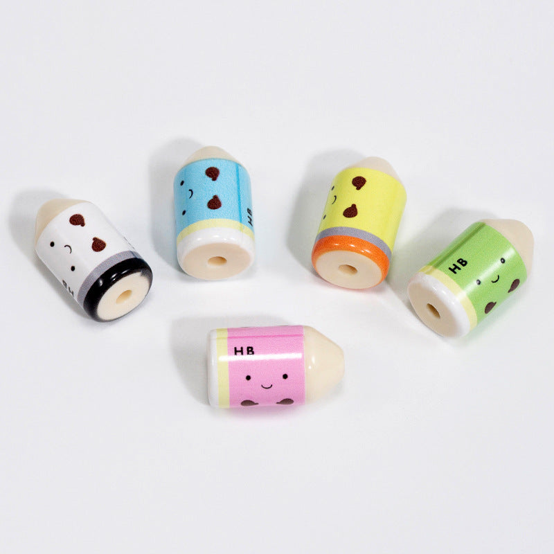 Painted Smiling Face Pencil Head Acrylic Beads 12x20mm Colorful 10pcs 3