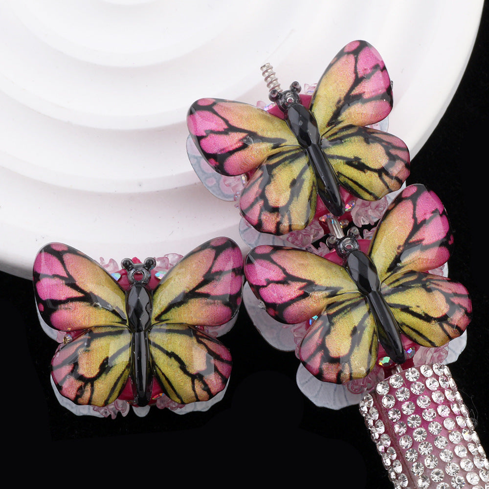 Vintage Radiant Butterfly Resin Beads 35mm Detailed Colorful 2pcs 9