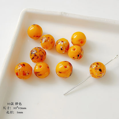 Lampwork Glass Beads Round 10mm Handmade Colorful Confetti 5pcs 12