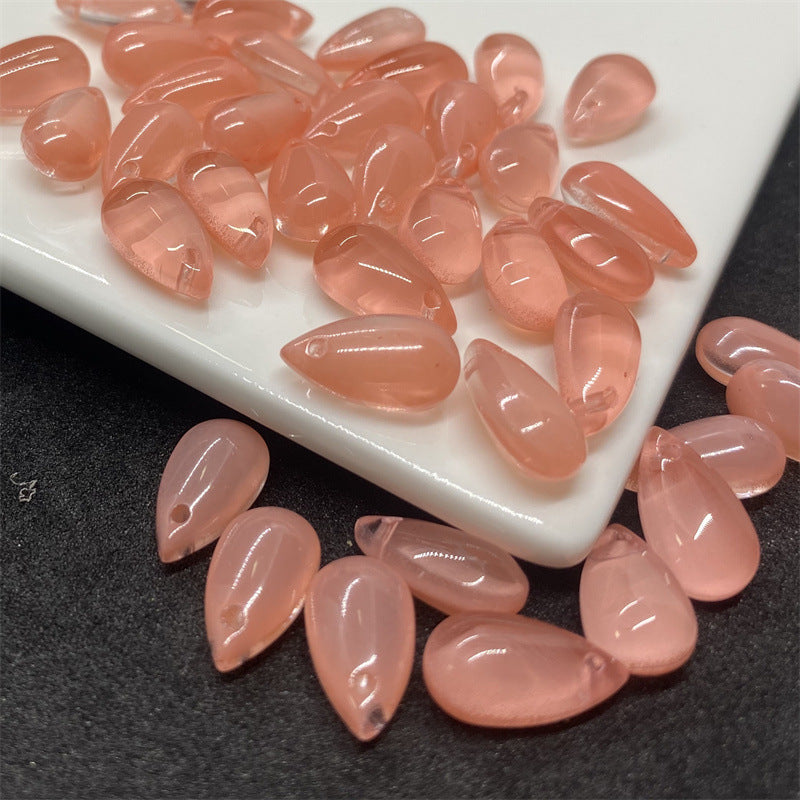 Czech Glass Beads Teardrop 8mm 14mm Glossy Purple Pink Iridescent 100pcs 20