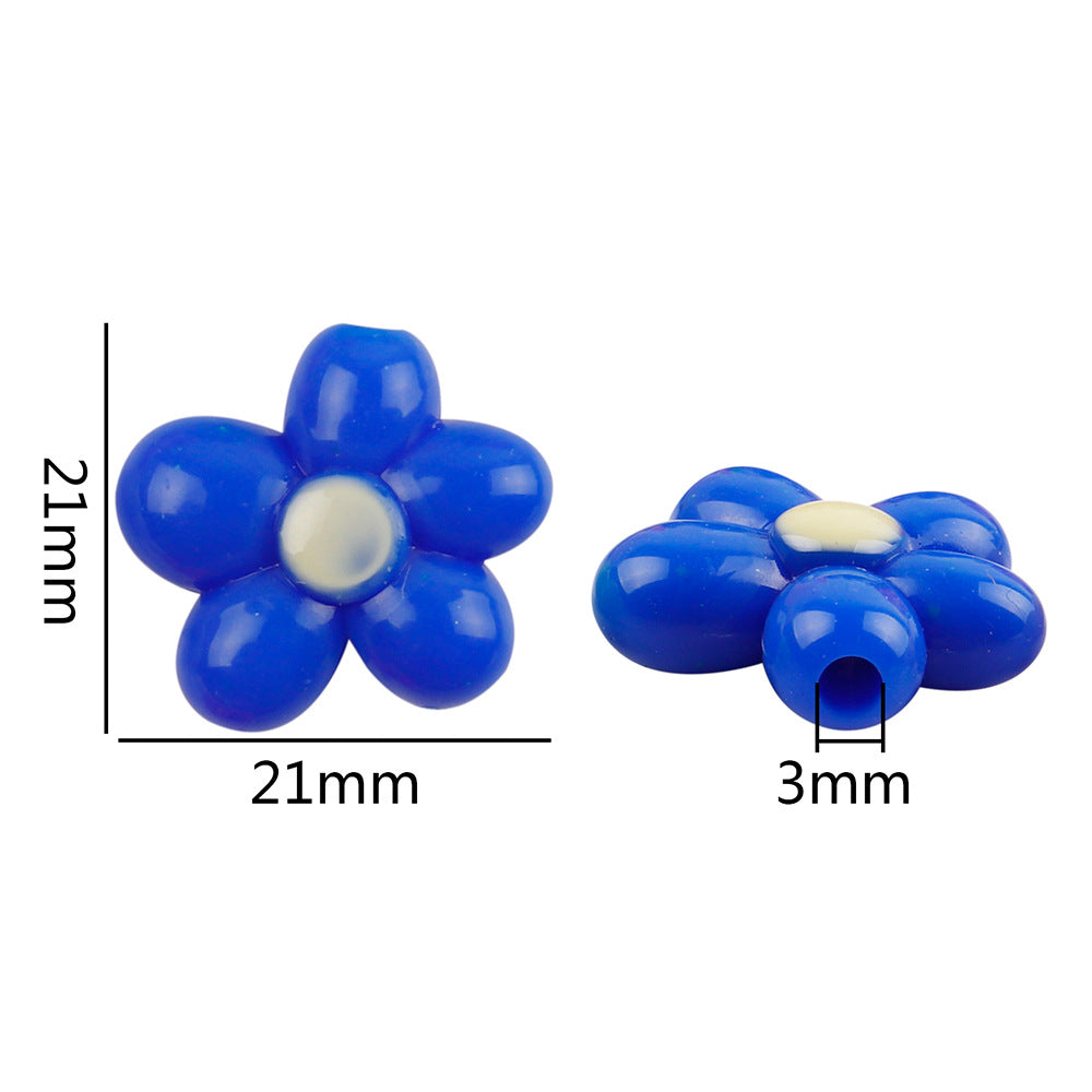 Glow In The Dark Five-Petal Flower Acrylic Beads 21mm Bicolor 10pcs 4