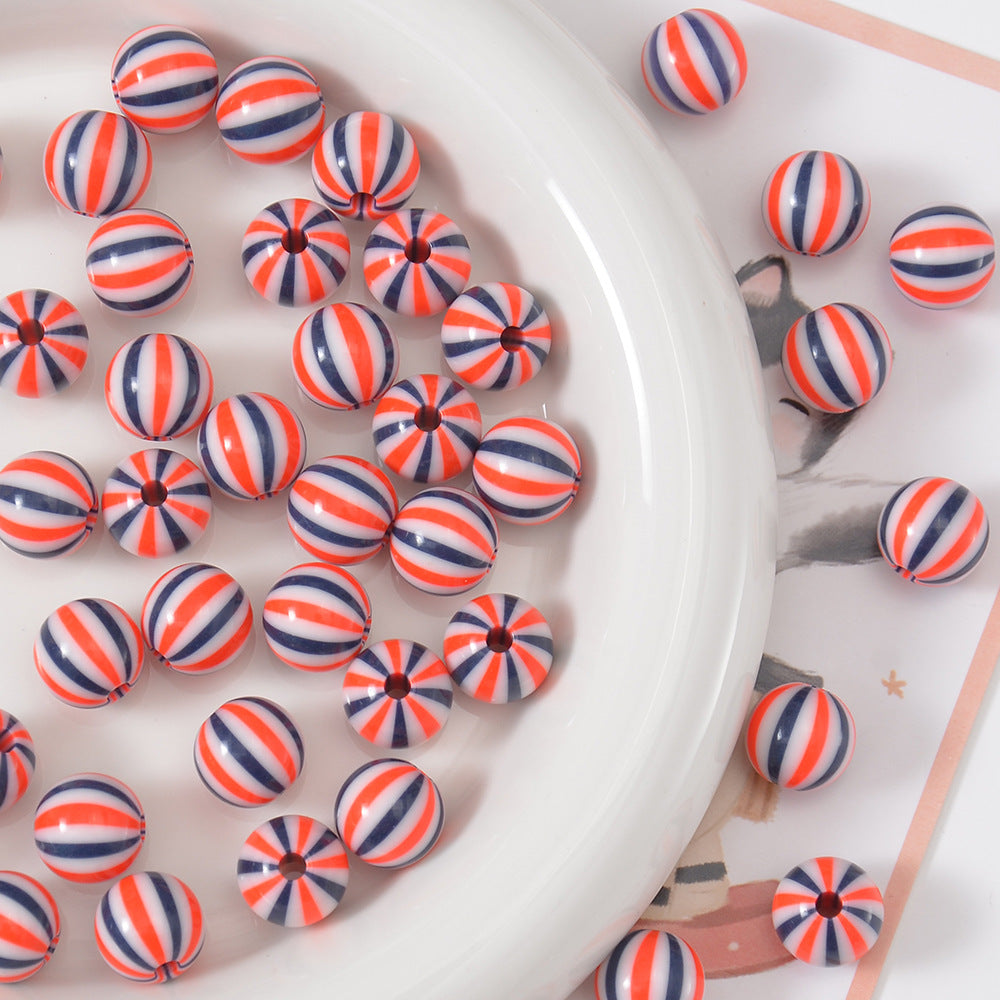 Watermelon Striped Acrylic Beads 10-12mm Round Colorful 20pcs 2