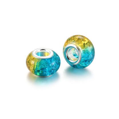 Acrylic Round Spacer Beads 14mm Gradient Two-Color Imitation Crack 100pcs 6