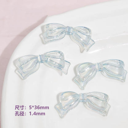 Transparent Bow Acrylic Beads 5x36mm Pastel Glossy 10pcs 7