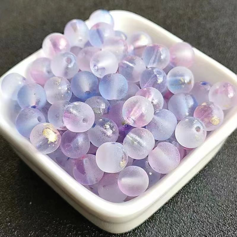 Frosted Round Glass Beads 8mm Pastel Matte Colors 50pcs 4