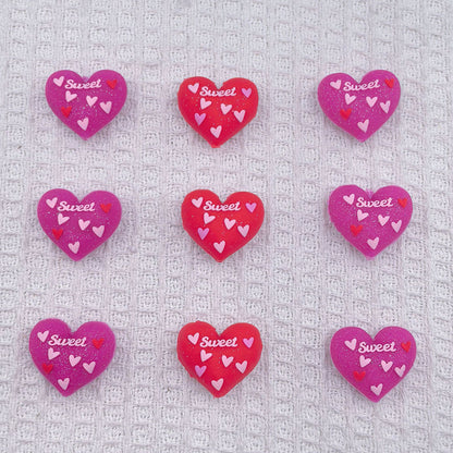 Silicone 3D Focal Beads Valentine Love Heart Raised Sweet Script 20pcs 5