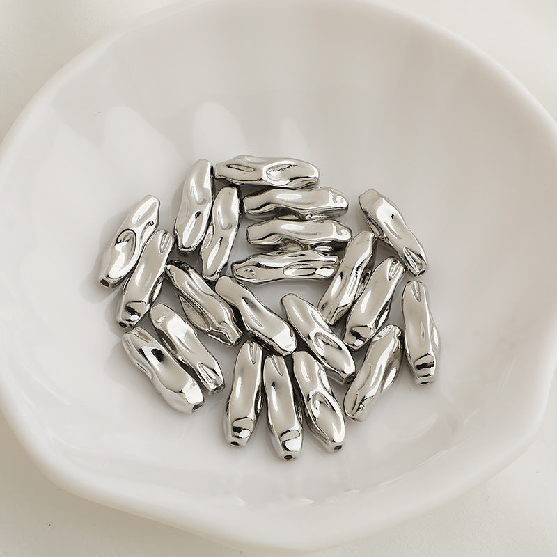 Brass Irregular Tube Metal Beads 6x18mm 4.5x21mm Hammered Texture 10pcs 4