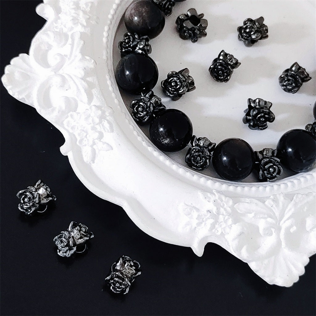 Alloy Rose Spacer Beads 8mm Tibetan Style 100pcs 4