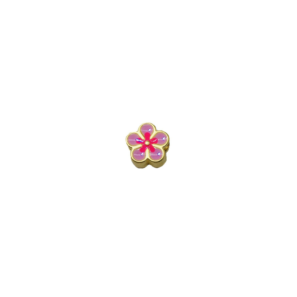 Flower Metal Beads 10mm Dual Color Peach Blossom Enamel Zinc Alloy 20pcs 5