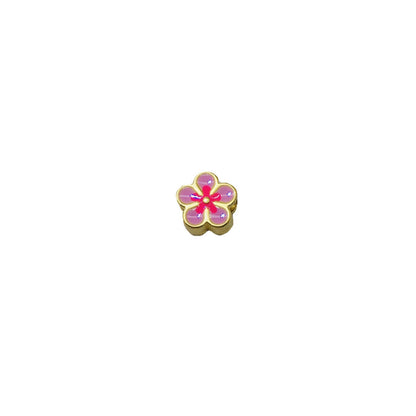 Flower Metal Beads 10mm Dual Color Peach Blossom Enamel Zinc Alloy 20pcs 5