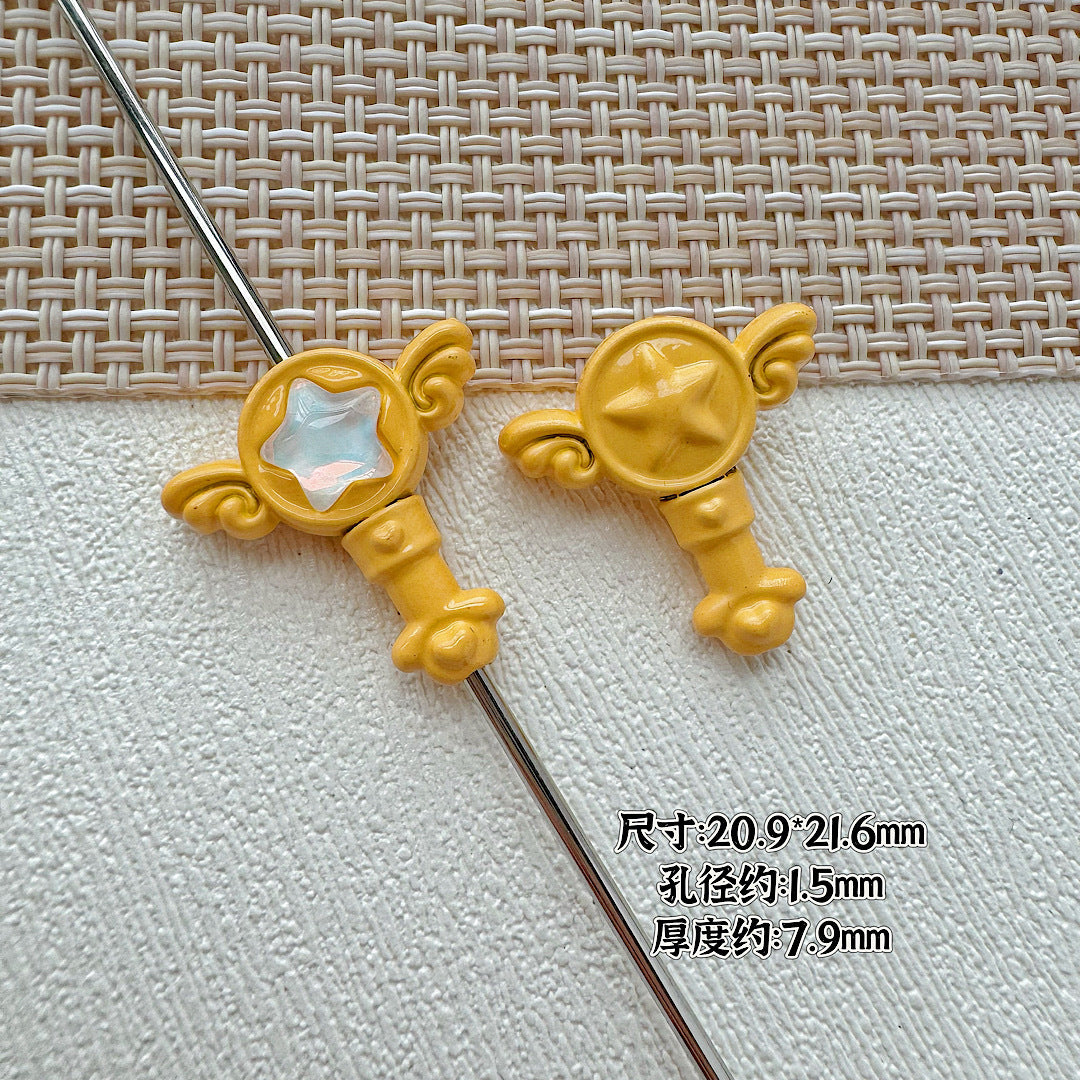 Wand Metal Beads Painted Anime Style Alloy 10pcs 19