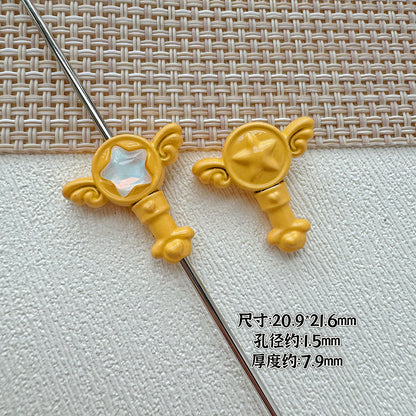 Wand Metal Beads Painted Anime Style Alloy 10pcs 19