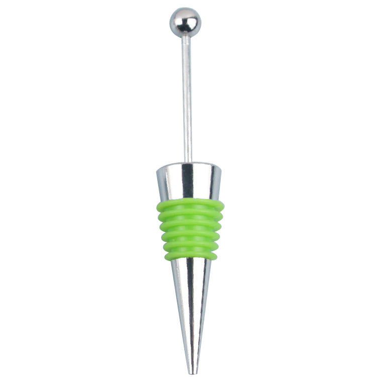 Beadable Wine Stopper Aluminum Alloy Metal Ball Top Silicone Grip 3