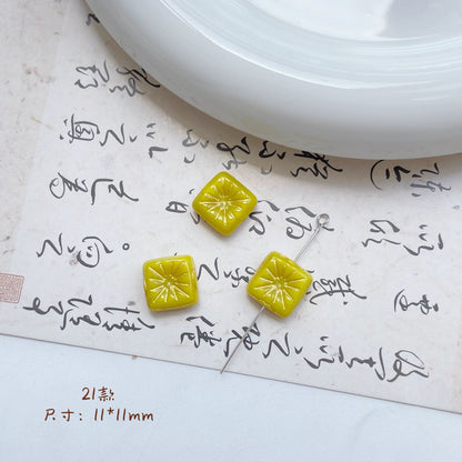 Lampwork Glass Beads Square 17mm Gilded Fireworks Pattern 10pcs 15