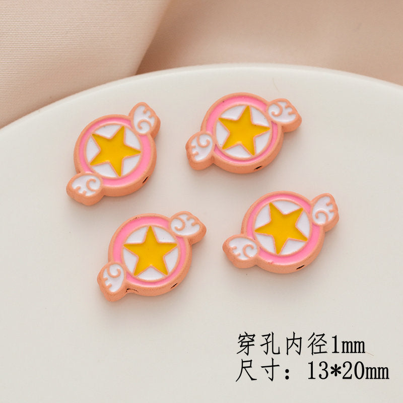 Cartoon Character Metal Beads Painted Enamel Alloy 10pcs 6