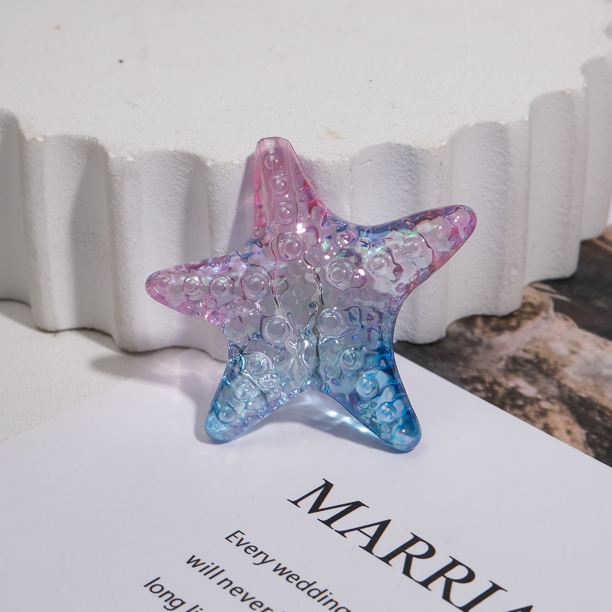 Transparent Gradient Starfish Acrylic Beads 35mm Colorful Textured 10pcs 7