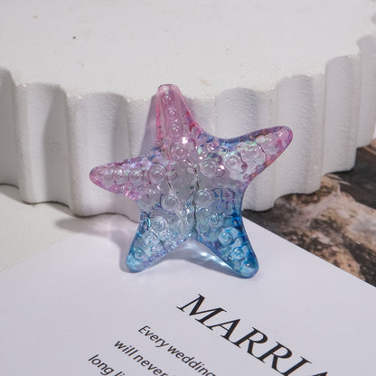 Transparent Gradient Starfish Acrylic Beads 35mm Colorful Textured 10pcs 7