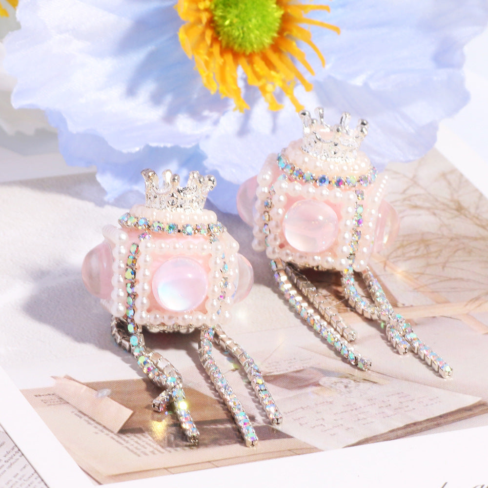 Polymer Clay Cube Rhinestone Beads 21mm Tassel Decorative 10pcs 8