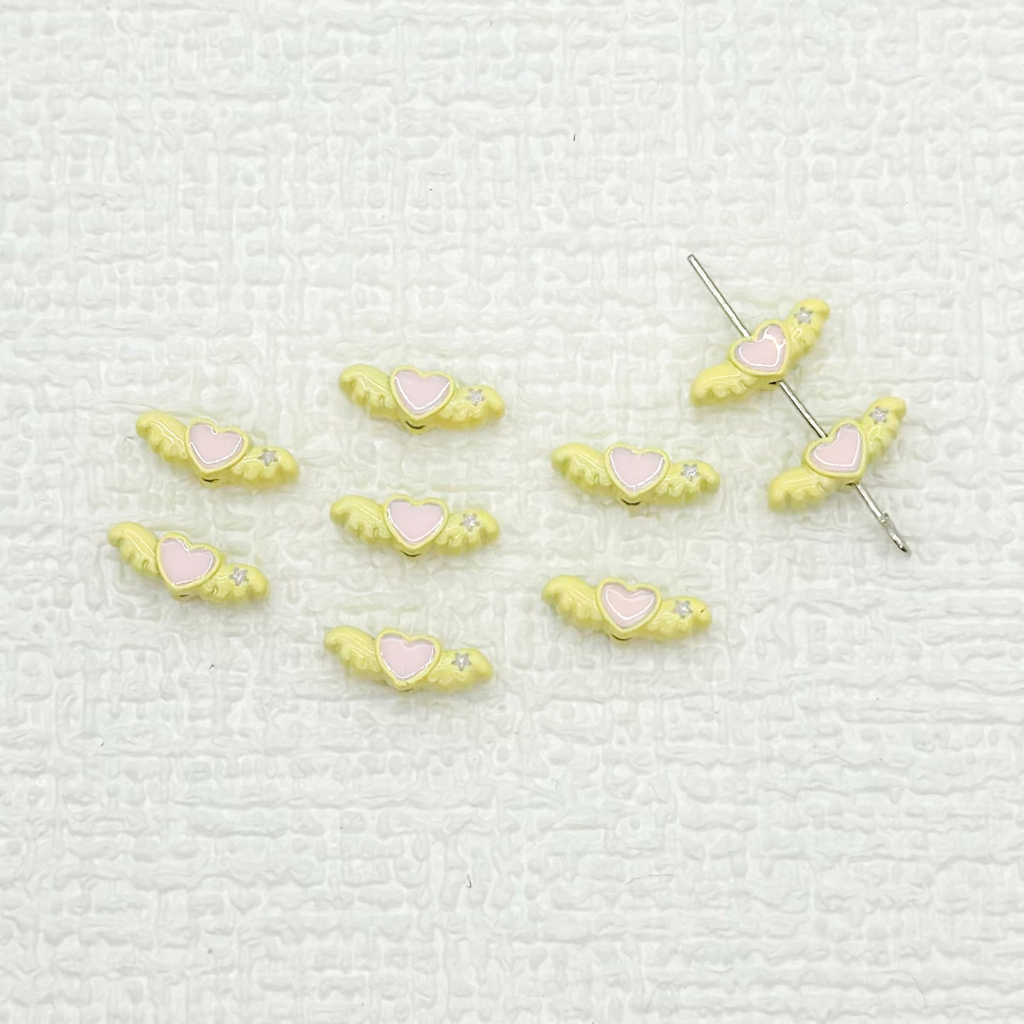 Heart Wing Metal Beads 14mm Bright Enamel Painted Alloy 20pcs 7