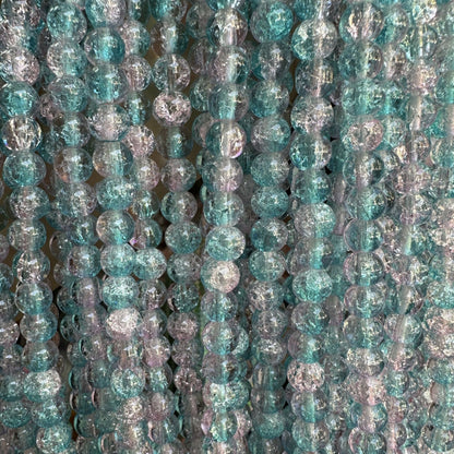 Crackle Glass Beads Round 8mm Dual Color Explosion 10 Strands 4
