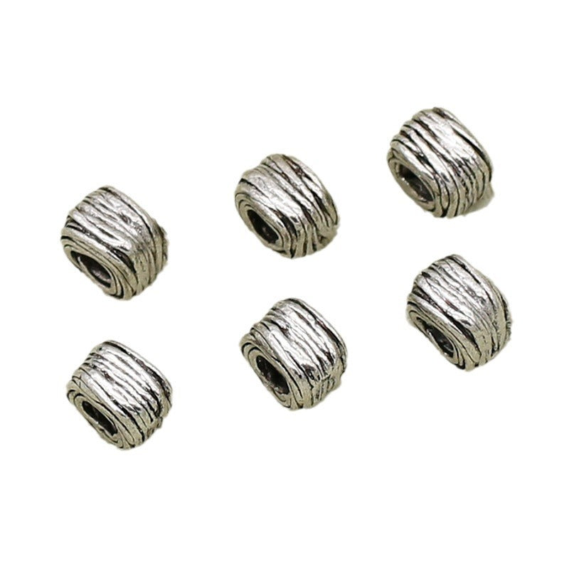 Alloy Irregular Wire Ball Spacer Beads 7mm Large Hole Tibetan Silver Tone 50pcs 5