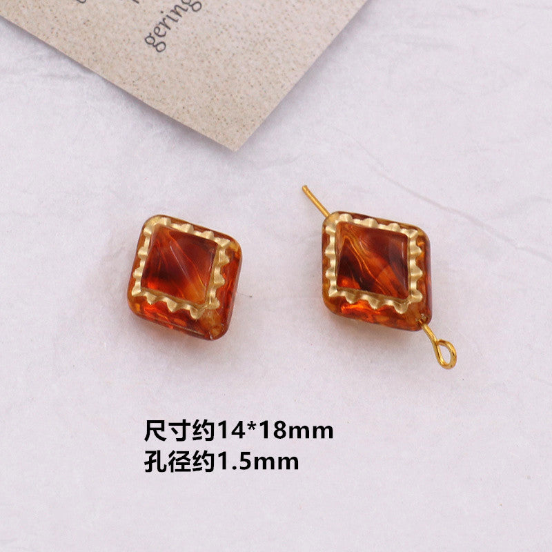 Vintage Amber Transparent Gilded Plum Blossom Acrylic Beads 10pcs 8