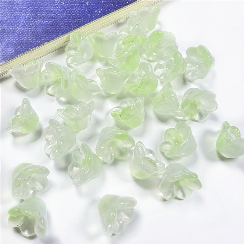 Wind Chime Flower Glass Beads 12mm Transparent Pink 50pcs 22