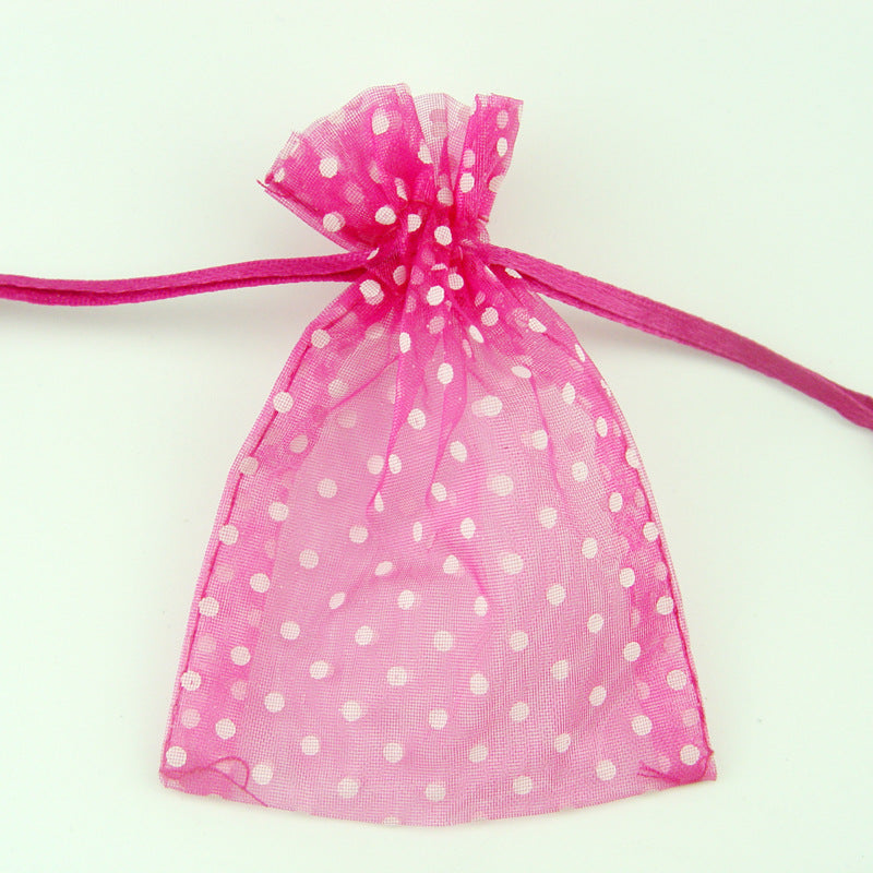 Organza Drawstring Bags White Polka Dot 7.5x10cm 10pcs Colorful 9