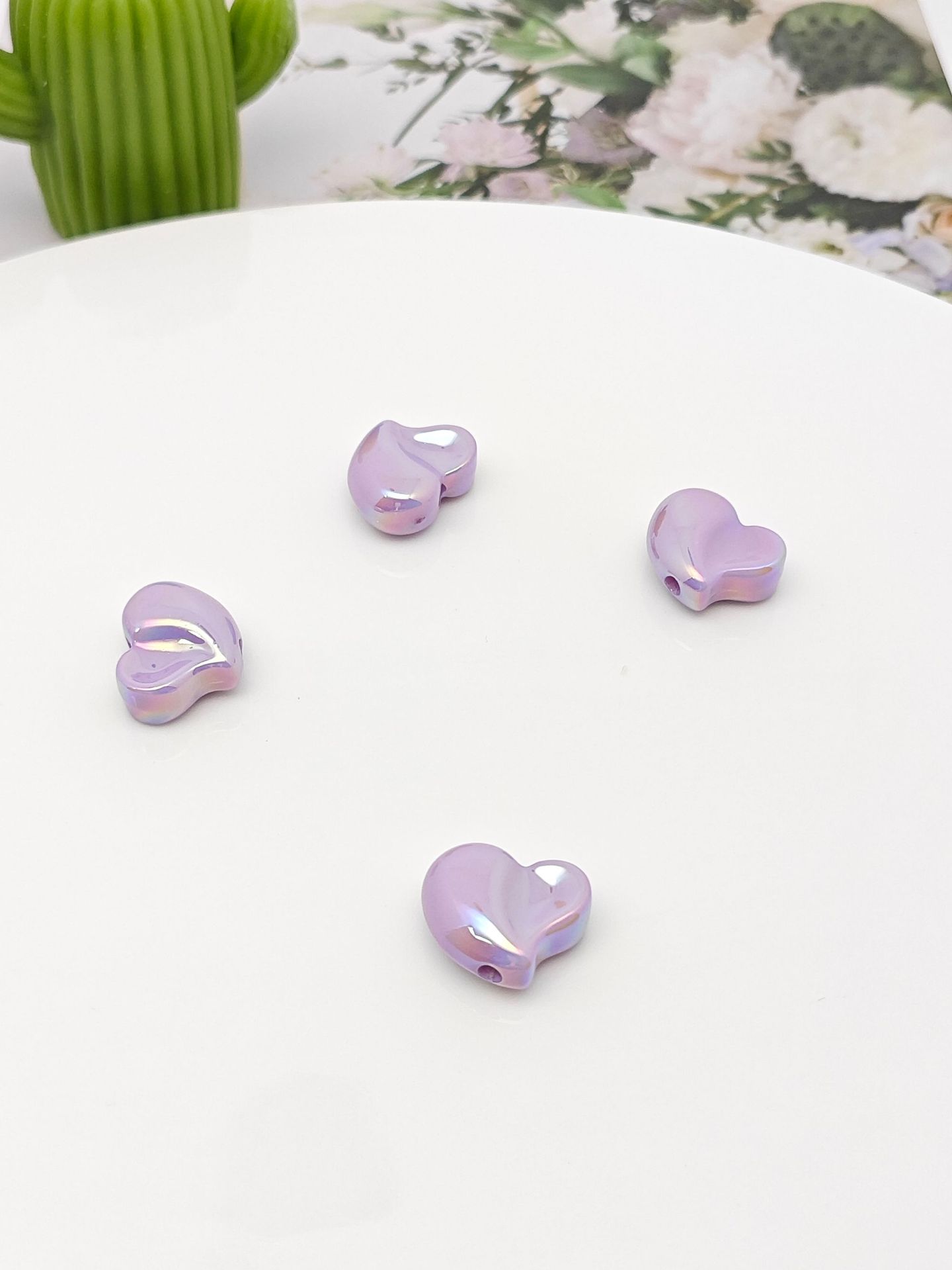 Plating Irregular Heart Acrylic Beads 17x20mm Colorful Mixed 100pcs 9