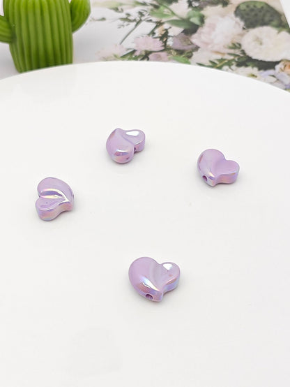 Plating Irregular Heart Acrylic Beads 17x20mm Colorful Mixed 100pcs 9