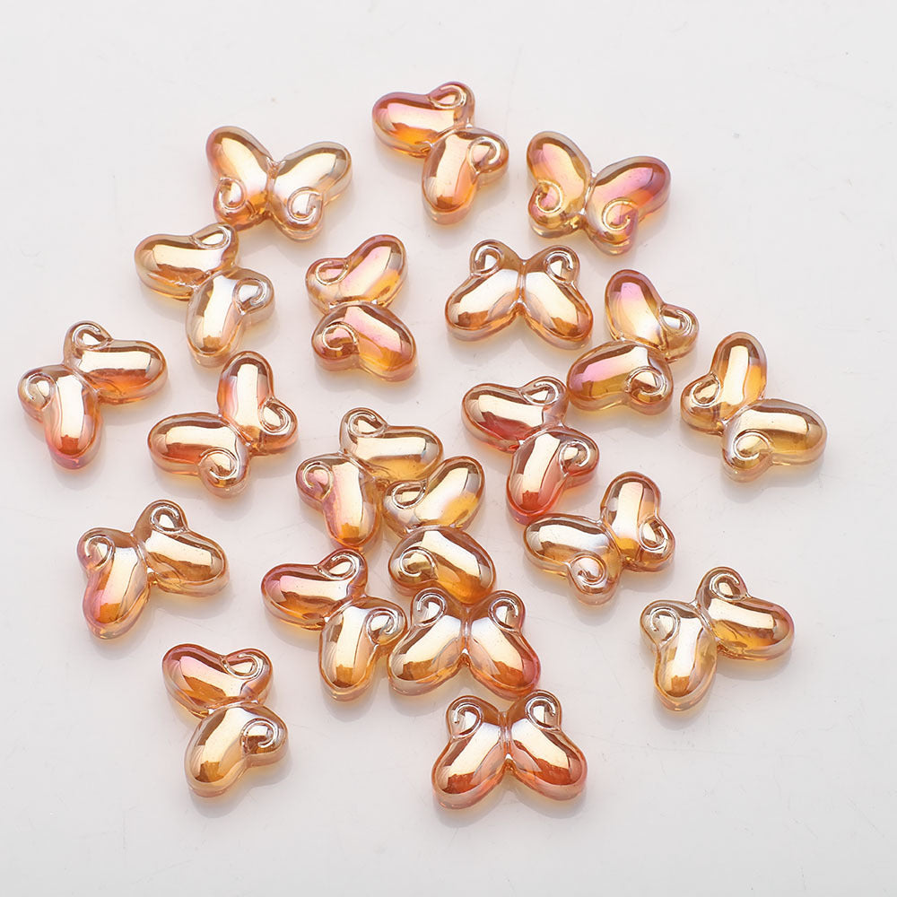 Butterfly Plated Transparent Glass Beads 10x14mm 20pcs 11