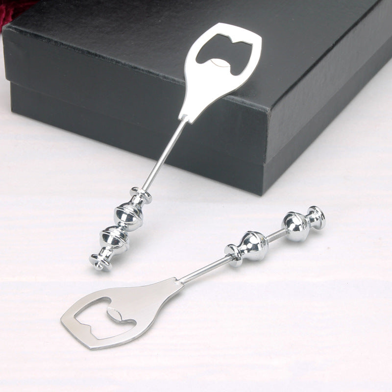 Beadable Bottle Opener Stainless Steel Silver Polished Finish