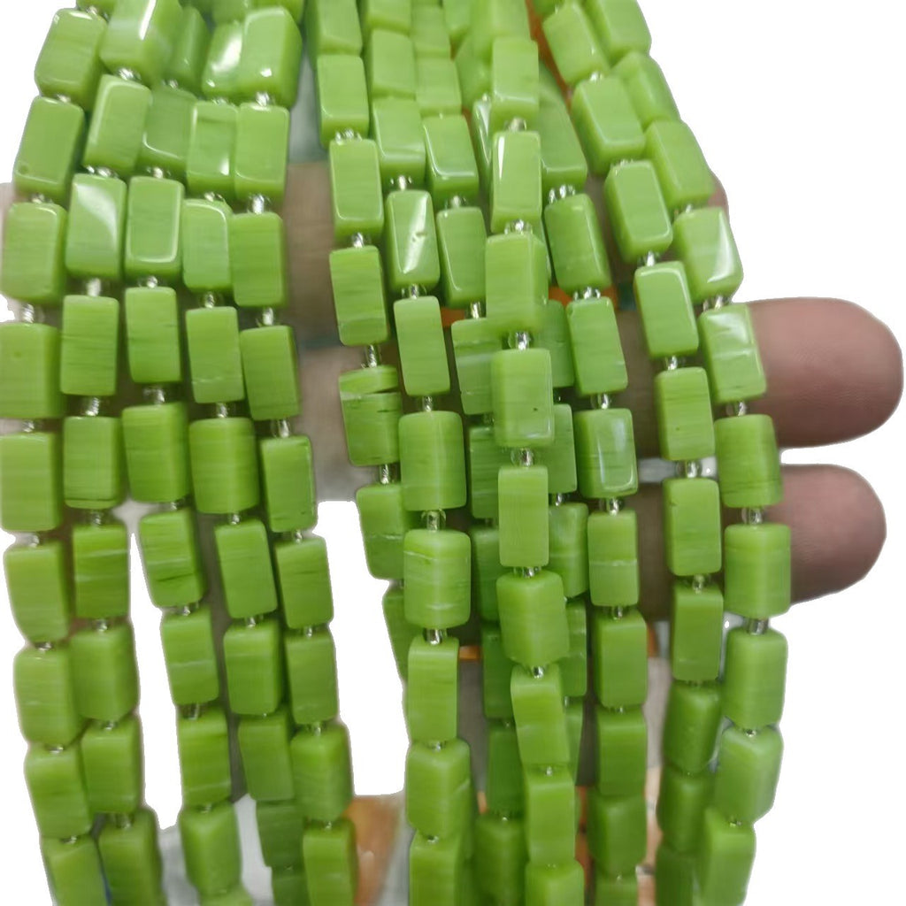 Lampwork Square Glass Beads 6x12mm Nepal Marble Texture 32pcs 5