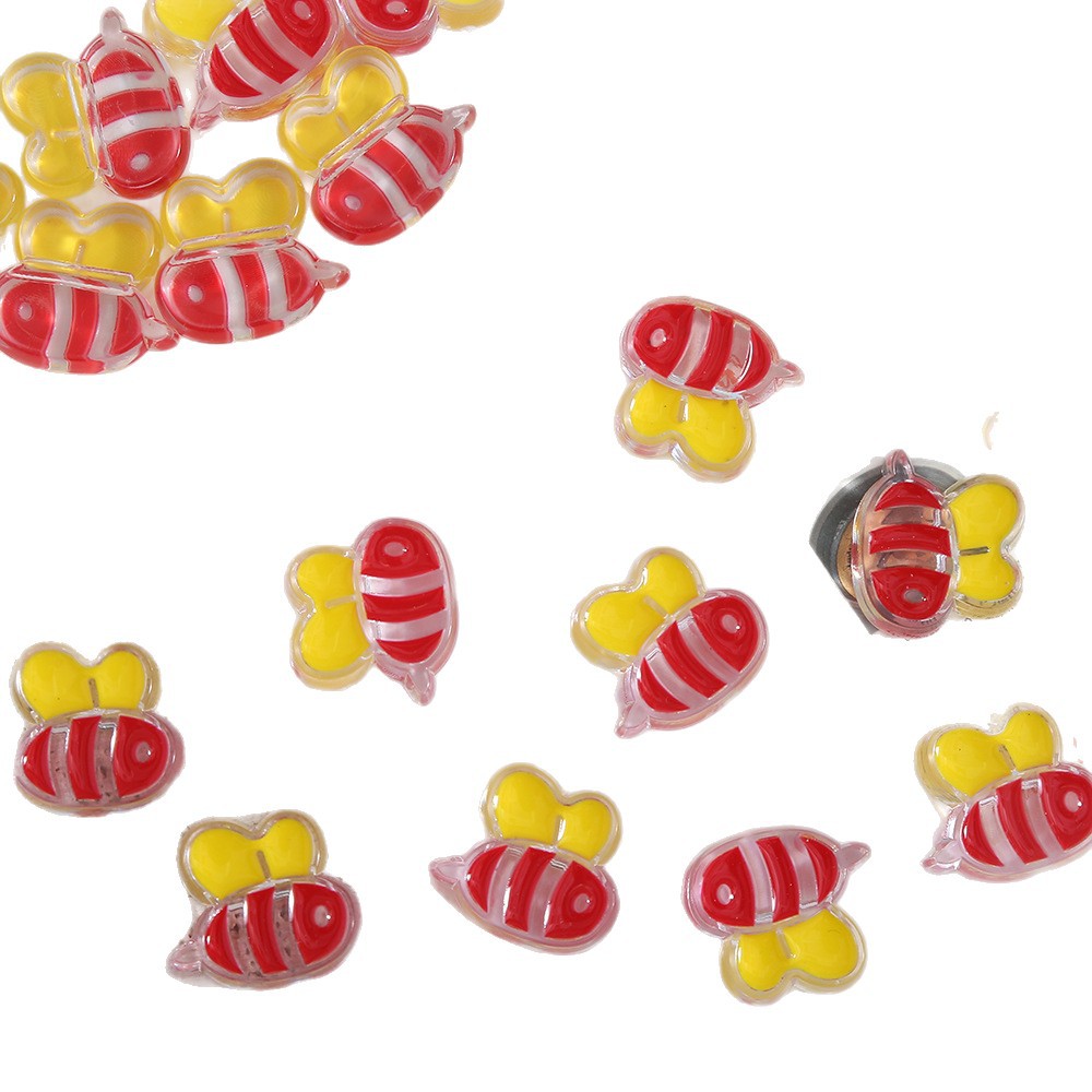 Hand Painted Bee Acrylic Beads 25mm Colorful Enamel 20pcs 5