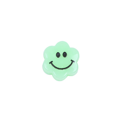 Flower Acrylic Beads 6-9mm Smiling Face Flat Pastel Mixed 100pcs 11