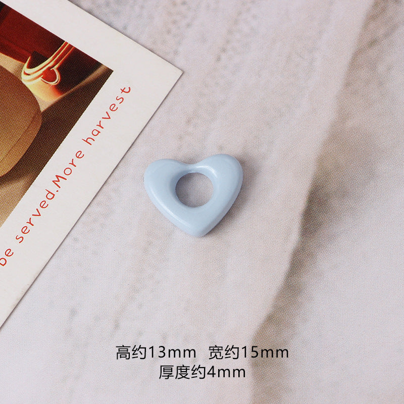 Heart Metal Beads 15mm Morandi Color Hollow Alloy 10pcs 6