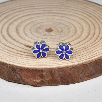 Flower Metal Beads 8mm Cloisonne Enamel Colorful 40pcs 3