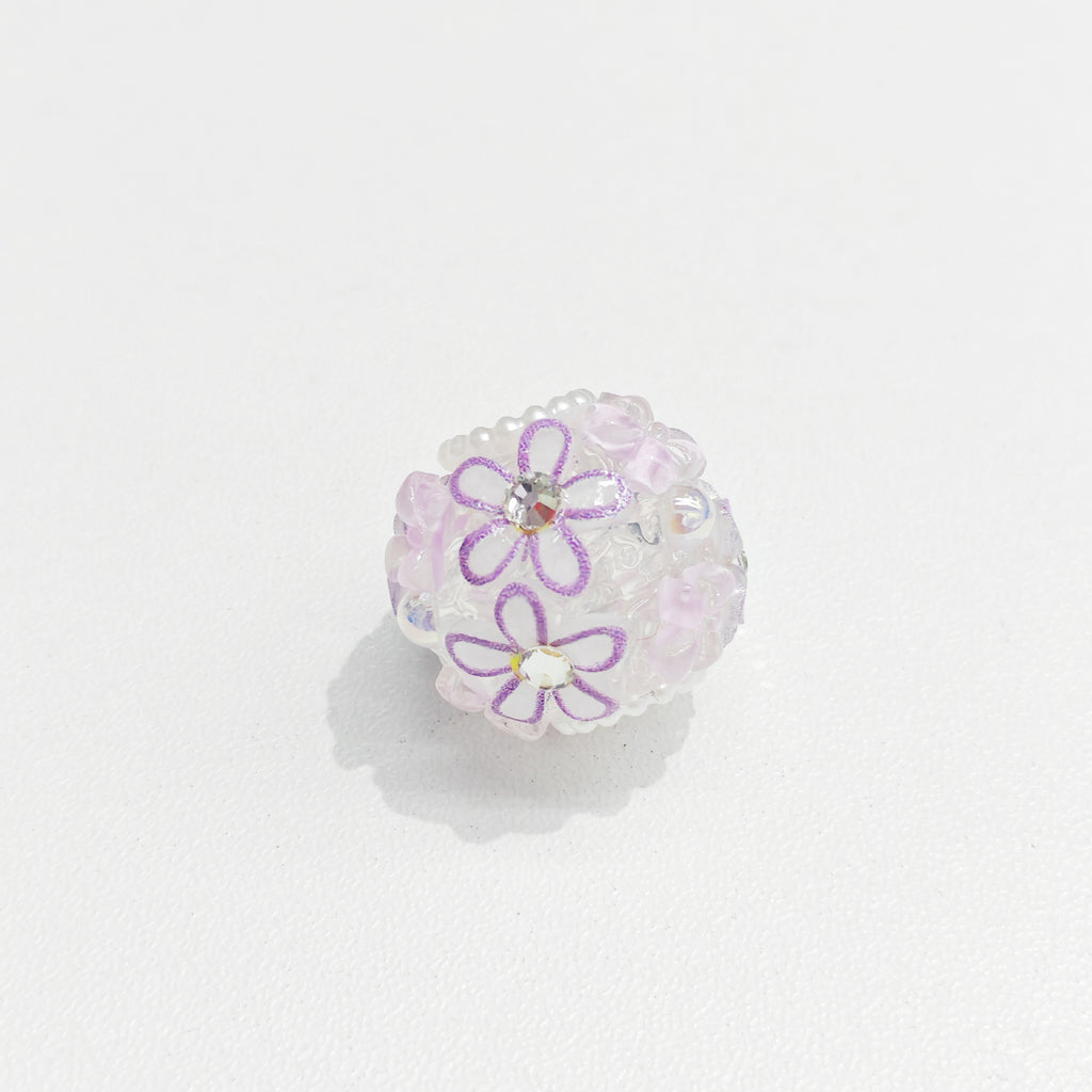 Floral Bubblegum Beads 20mm Matte White with Colorful Flowers 15pcs 3