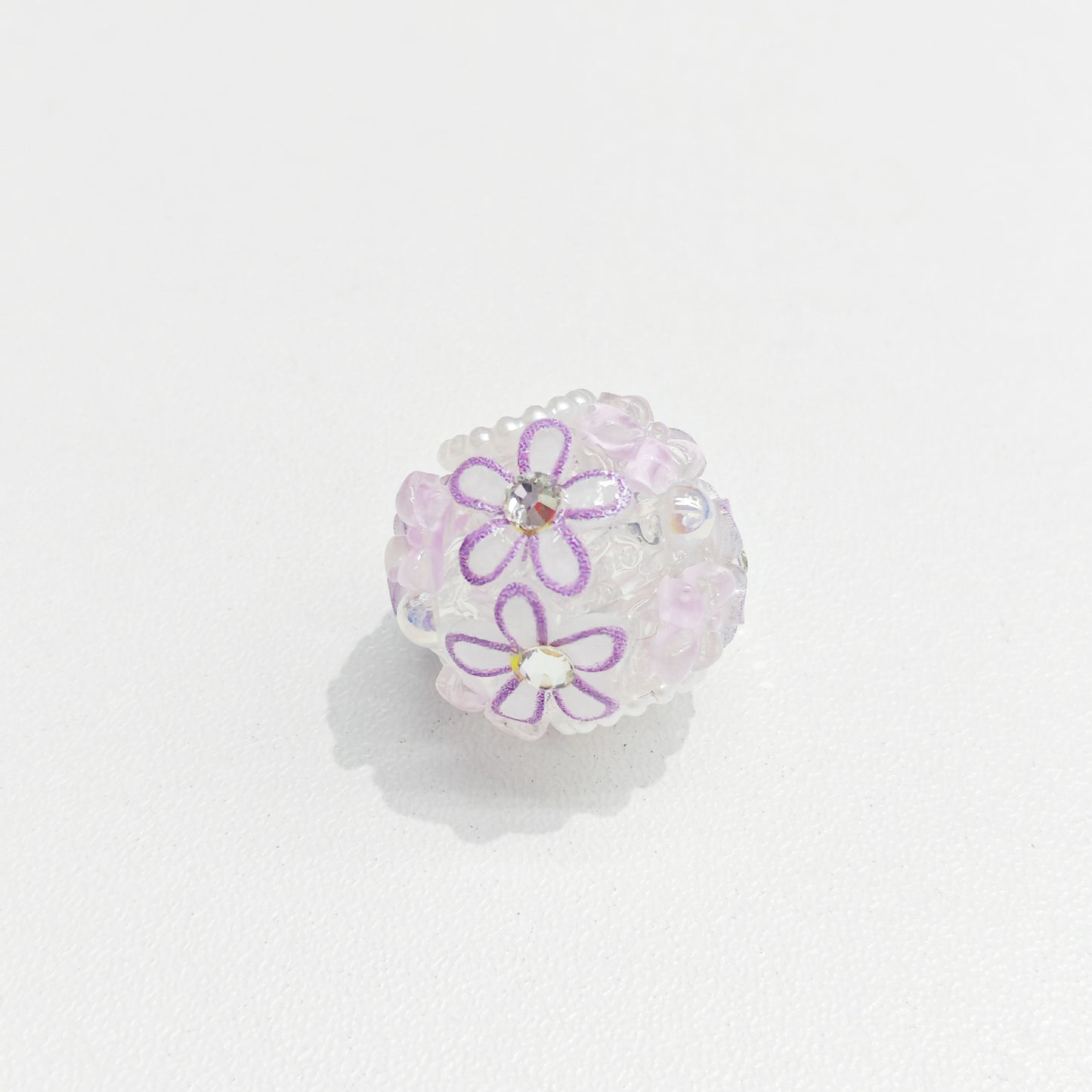 Floral Bubblegum Beads 20mm Matte White with Colorful Flowers 15pcs 3