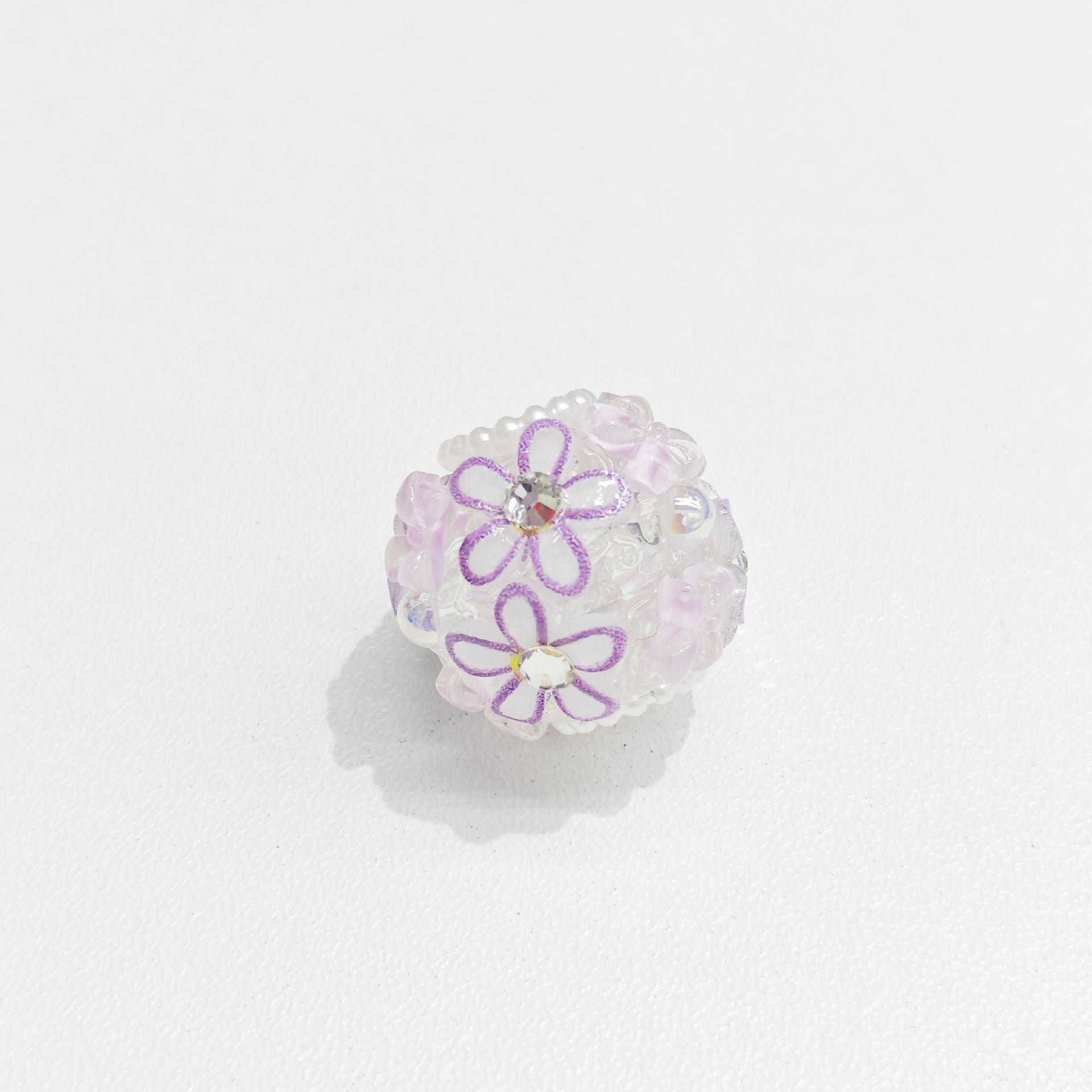 Floral Bubblegum Beads 20mm Matte White with Colorful Flowers 15pcs 3