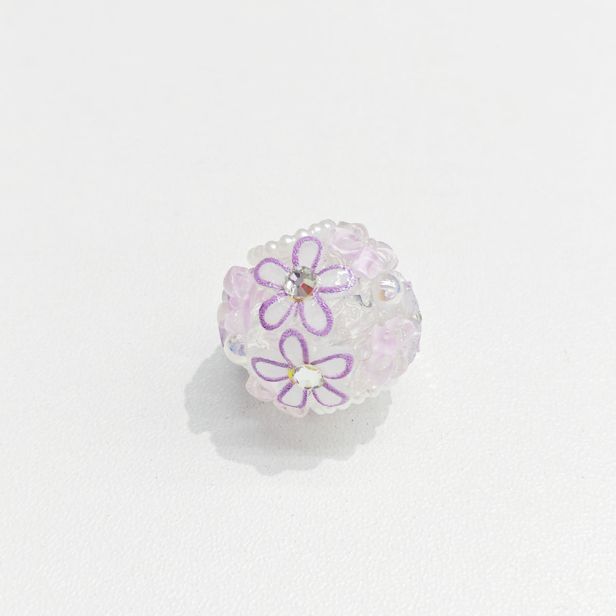 Floral Bubblegum Beads 20mm Matte White with Colorful Flowers 15pcs 3