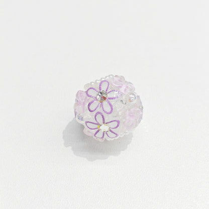 Floral Bubblegum Beads 20mm Matte White with Colorful Flowers 15pcs 3