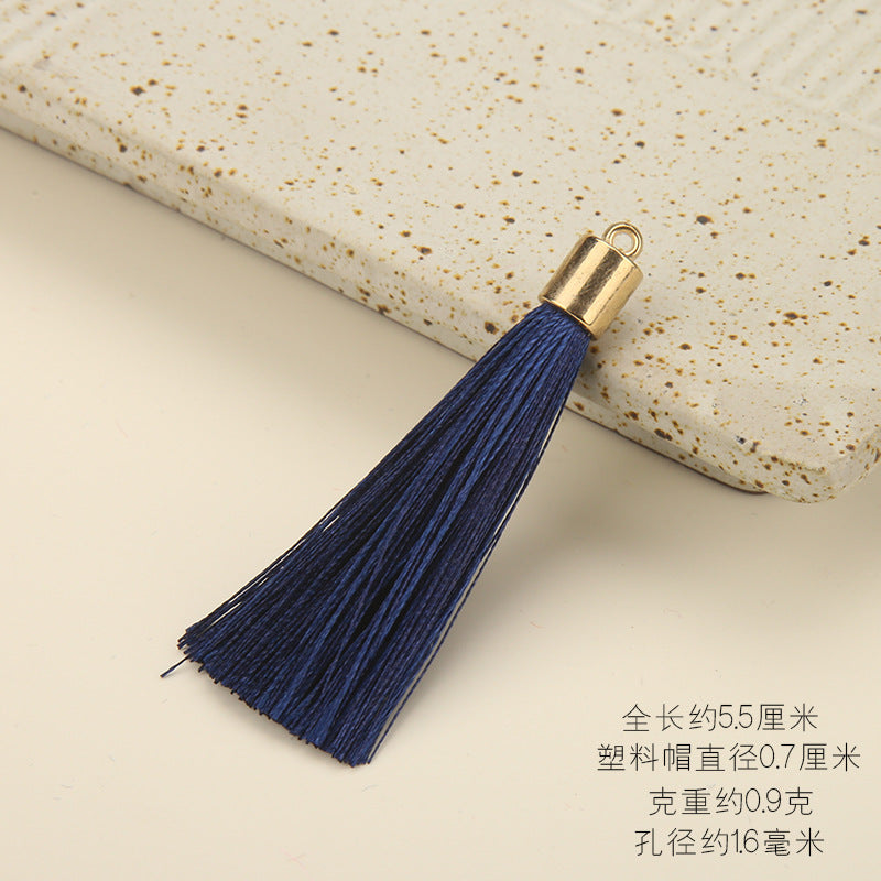 Colorful Polyester Fringe Tassel Keychain with Golden Cap 55mm 50pcs 22