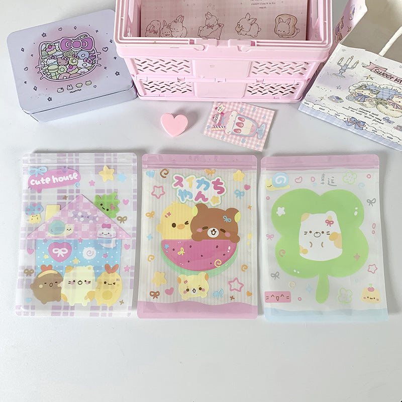 Rectangular Top Seal Zip Lock Plastic Bags 12.9x18cm Chick and Bear Print 10pcs 4
