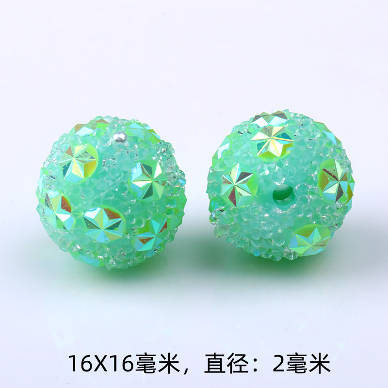 Rhinestone Bubblegum Beads 16mm Macaron Colored Holographic 1pc 6