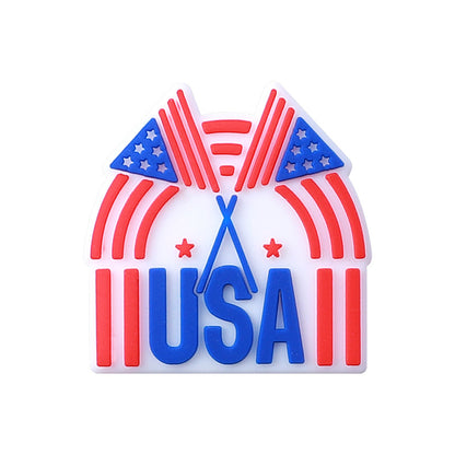 Silicone Focal Beads Independence Day Gnome Unicorn USA Twin Flags 20pcs 6