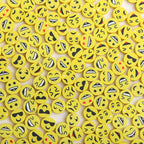Flat Clay Beads 9mm Yellow Funny Emoji Polymer 100pcs