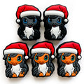 Silicone Focal Beads Christmas Pony Wearing Santa Hat 20pcs 2