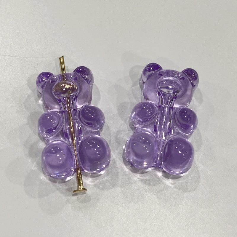 Clear Candy Colored Teddy Bear Acrylic Beads 12x18mm 10pcs 12