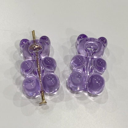 Clear Candy Colored Teddy Bear Acrylic Beads 12x18mm 10pcs 12